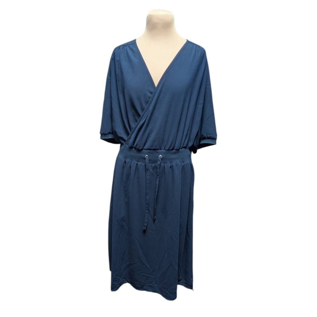 ZUCCa Navy Wrap Cache-cœur Style Dress M Japan Drawstring Drape Wrap Style
