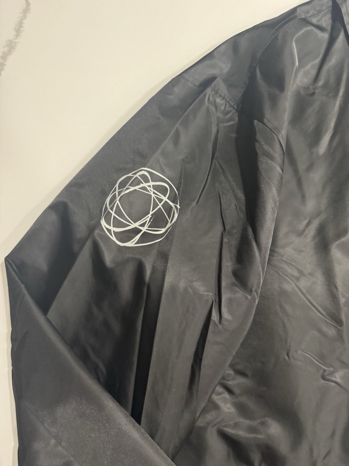 Futura Laboratories Black Graphic Logo Snap-Front Coach Jacket Point Collar L