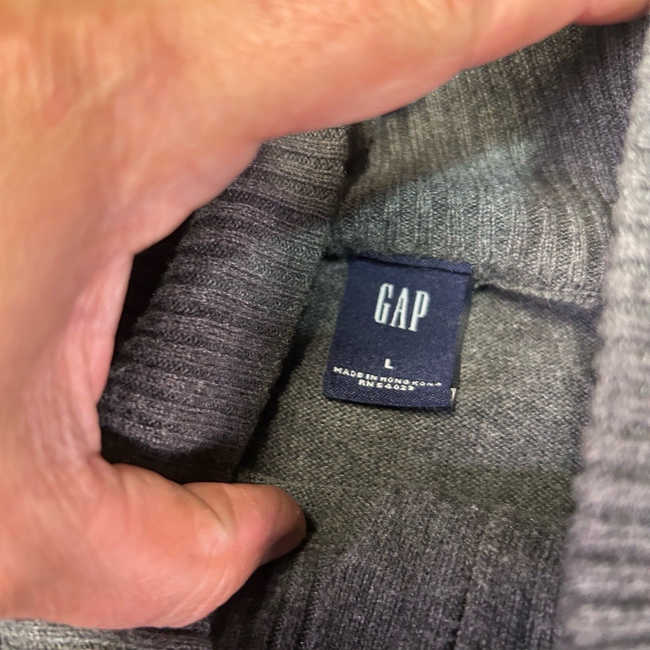 Vintage GAP Sweater Mens Large Half Zip Grey Casual Ribbed Layering Preppy 80s