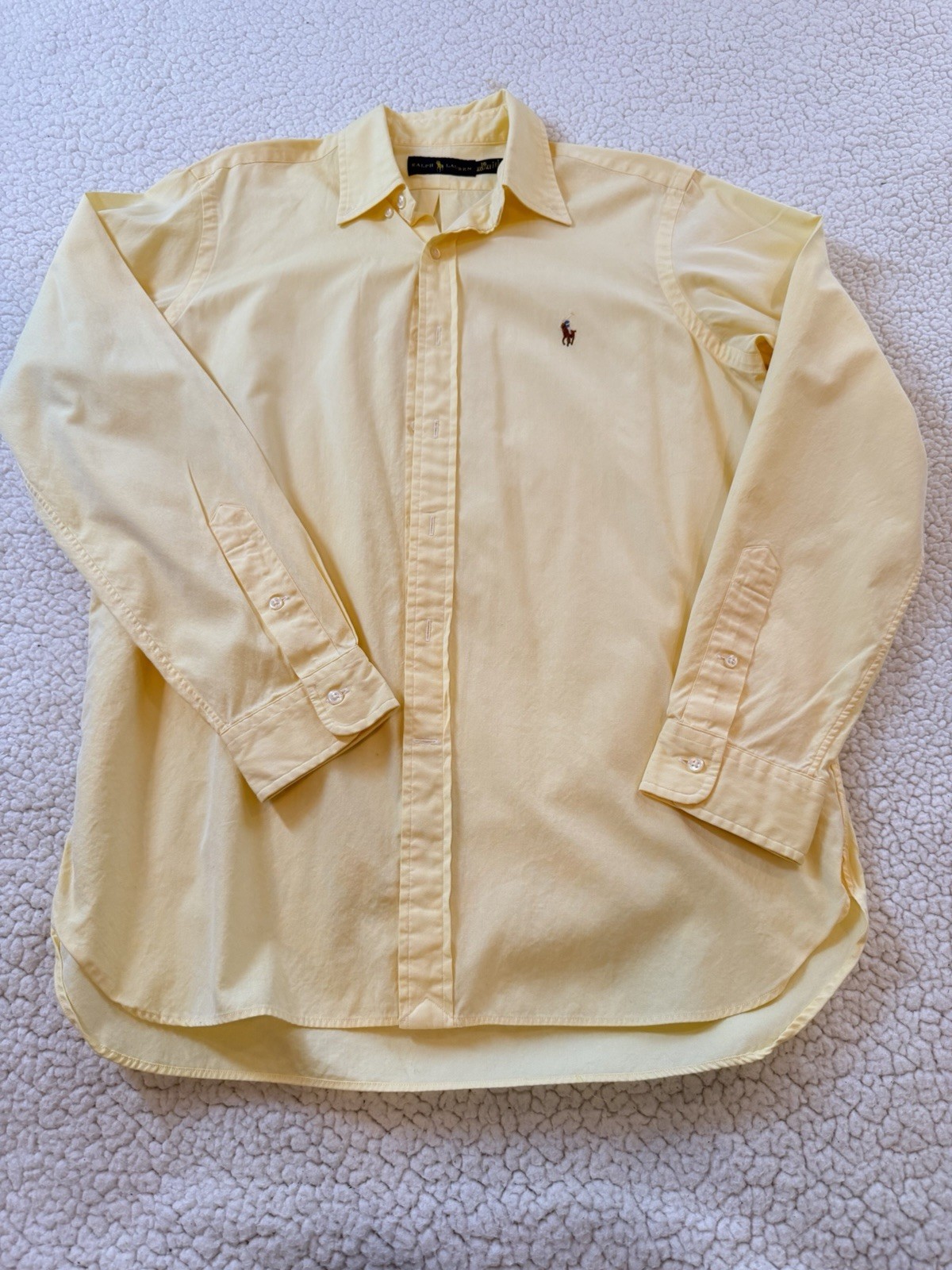 Ralph Lauren Mens Yellow Oxford Button Down Shirt Size 16 40/41