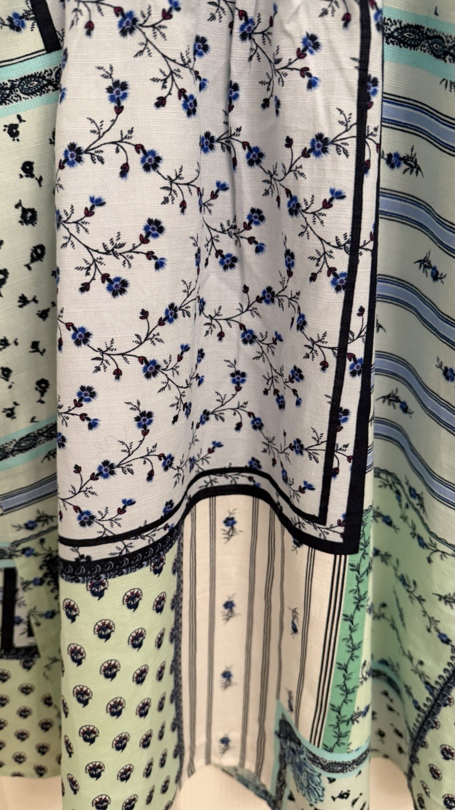 LOFT Petite Floral Patchwork Print Sundress XXSP NWOT Shades of Blue & Green