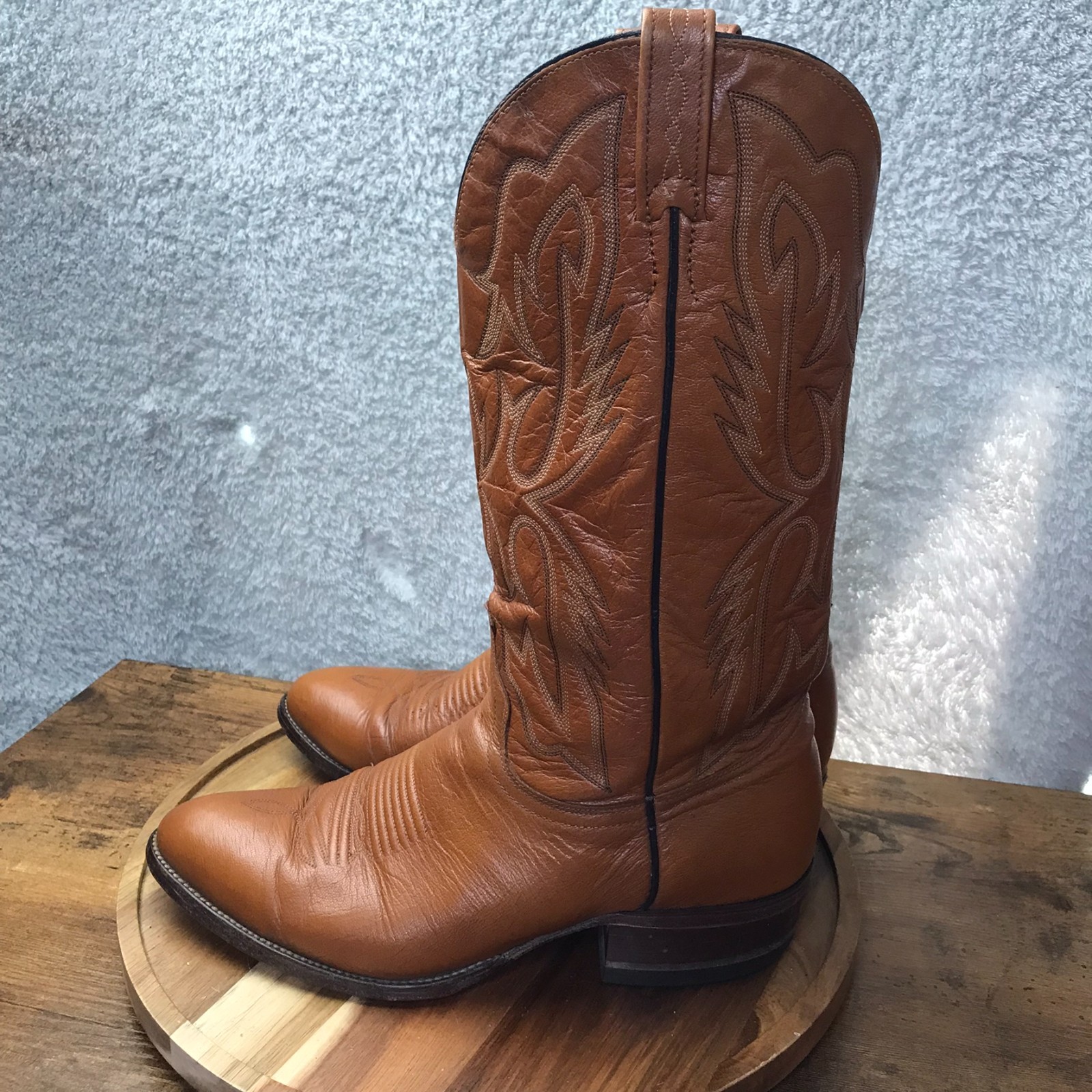 Drover J Chisholm Western Boots Mens 10.5D Brown Leather All American Made Rodeo