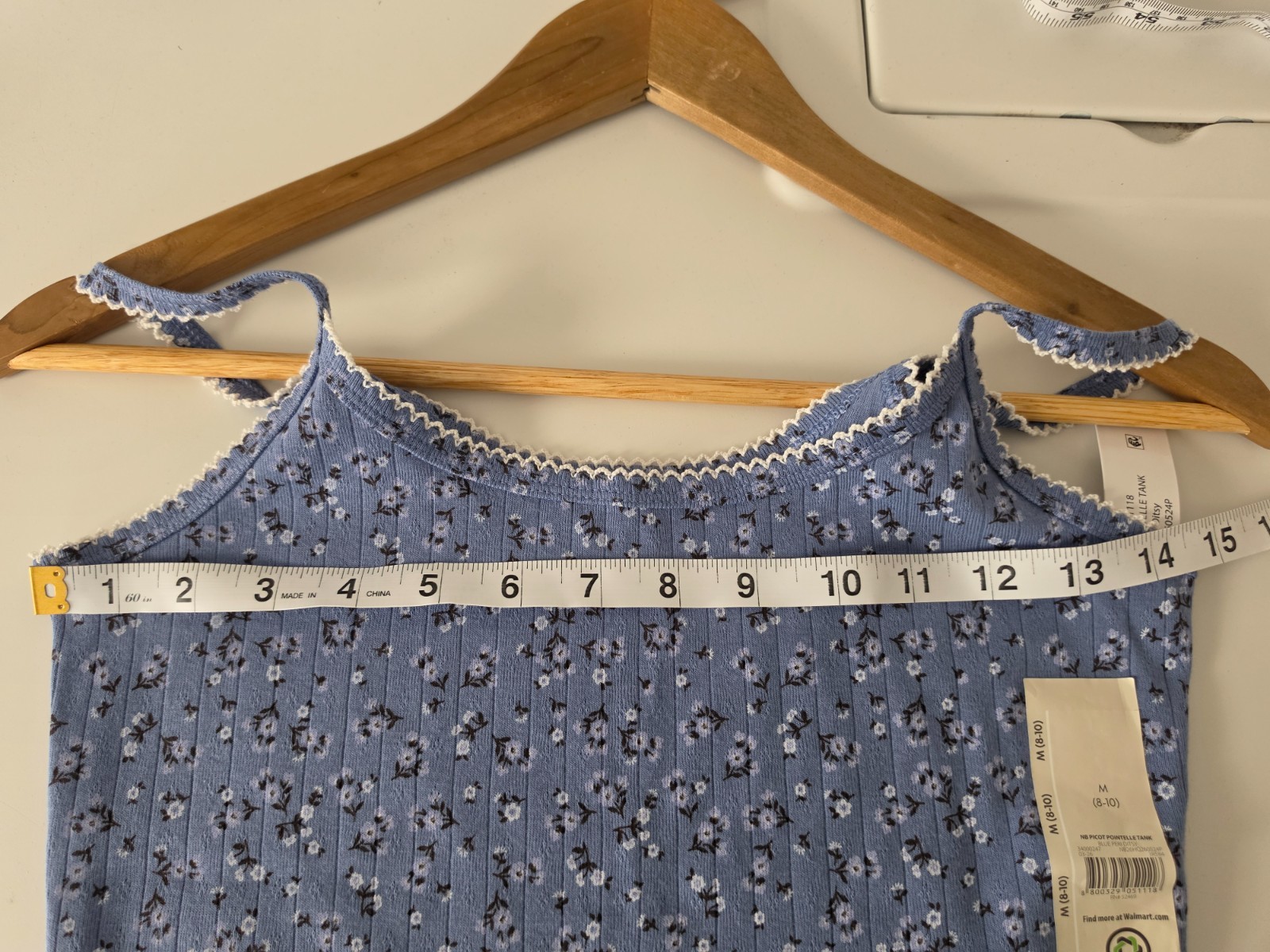 NWT – Pointelle Strapped Tank Top — Ditsy Floral Print and picot trim