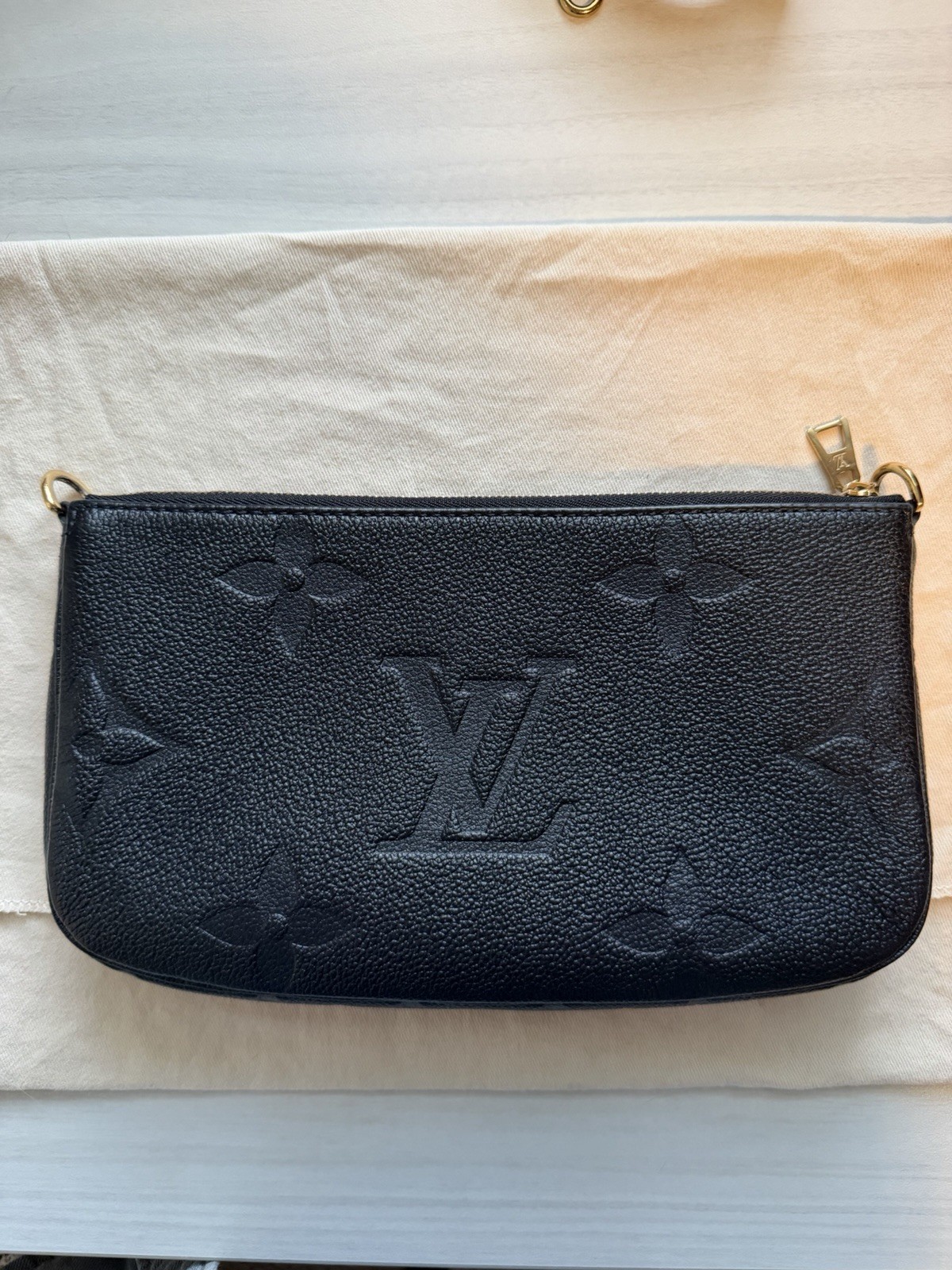 Louis Vuitton Multi Pochette Shoulder Bag Black Leather