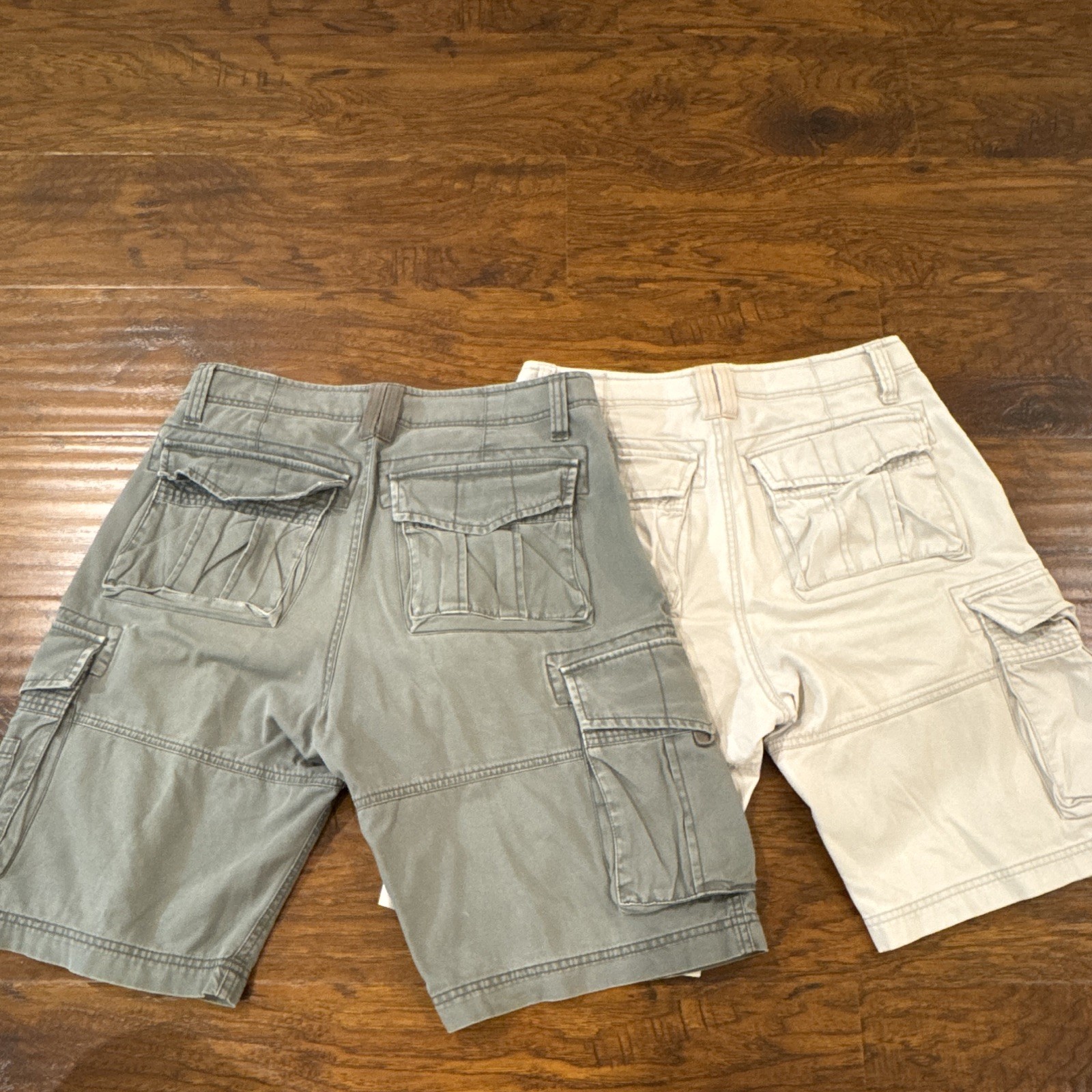 The Best Jeans Men’s Gray Cargo Shorts Cotton Canvas Flat Front Pockets Button