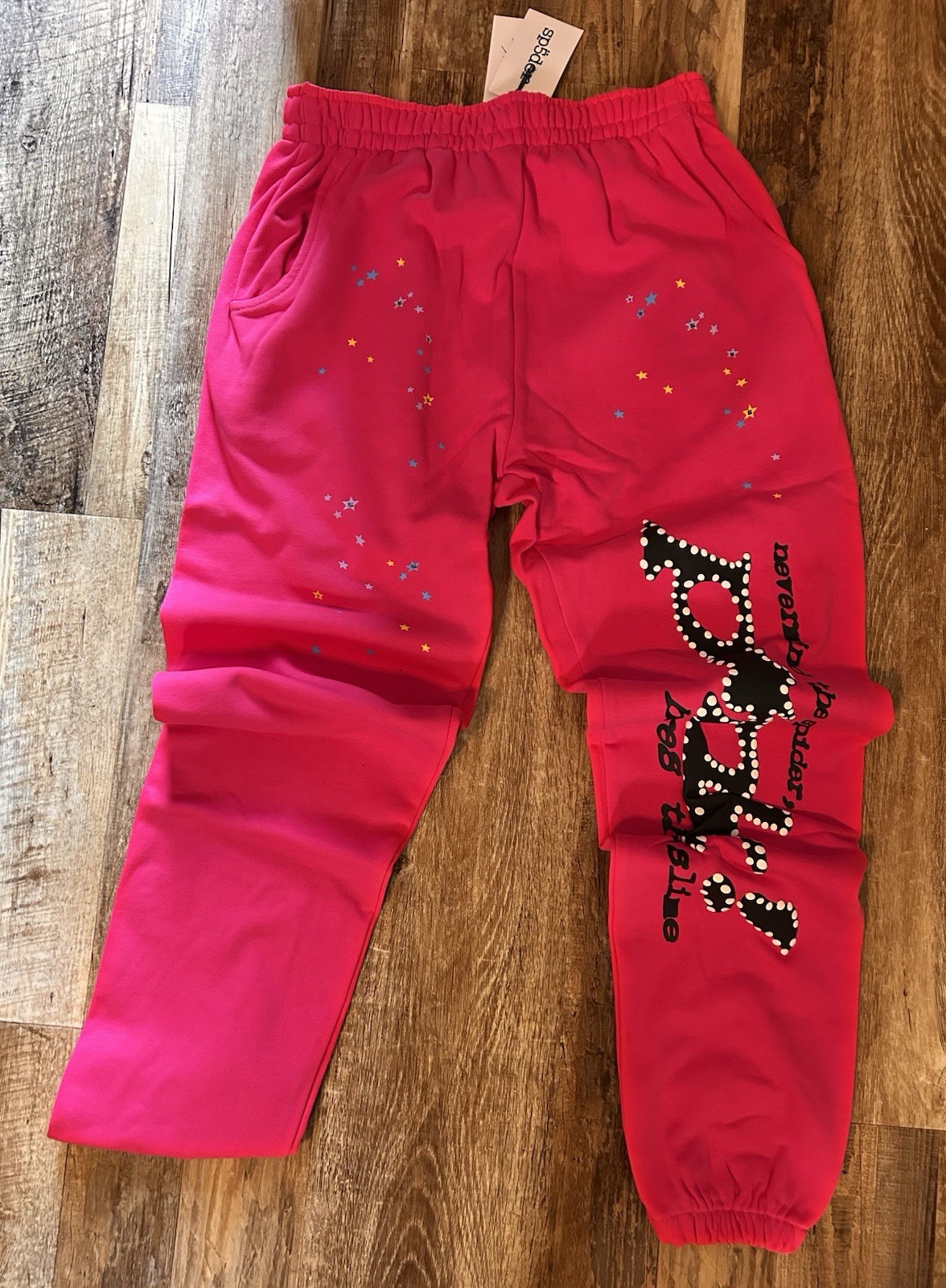 sp5der Men’s Pink Sweatpants Jogger Pants Size S Accent Slash Pockets