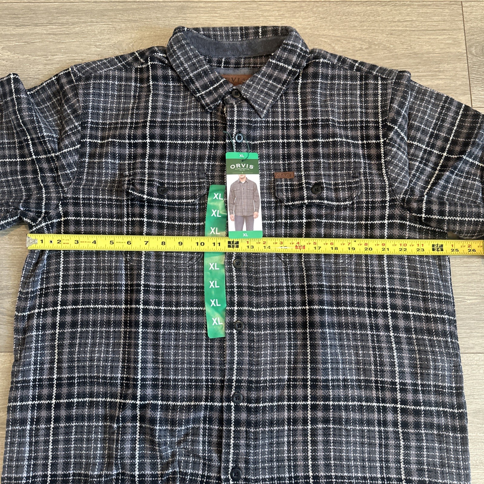 Orvis Grey Flannel Shirt Men XL Heavy Weight Cotton Side Pockets NWT NEW
