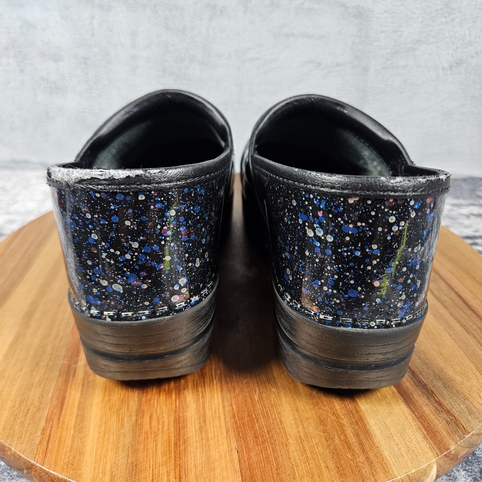 Dansko Professional Clogs Black Multicolor Paint Splatter Slip On EU 39 US 8.5–9