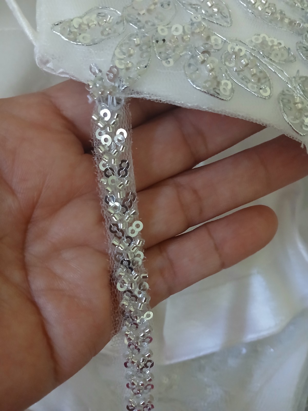 Ladivine Cinderella Divine White Silver Sequin Homecoming Dress Corset Back (L)
