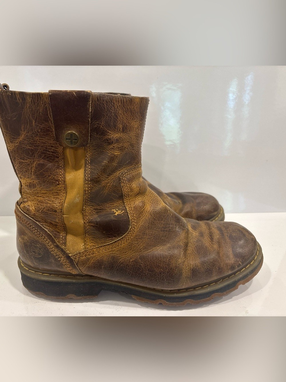 Vintage Dr. Martens Slip On Brown Leather Boots Mens 12 Made In England