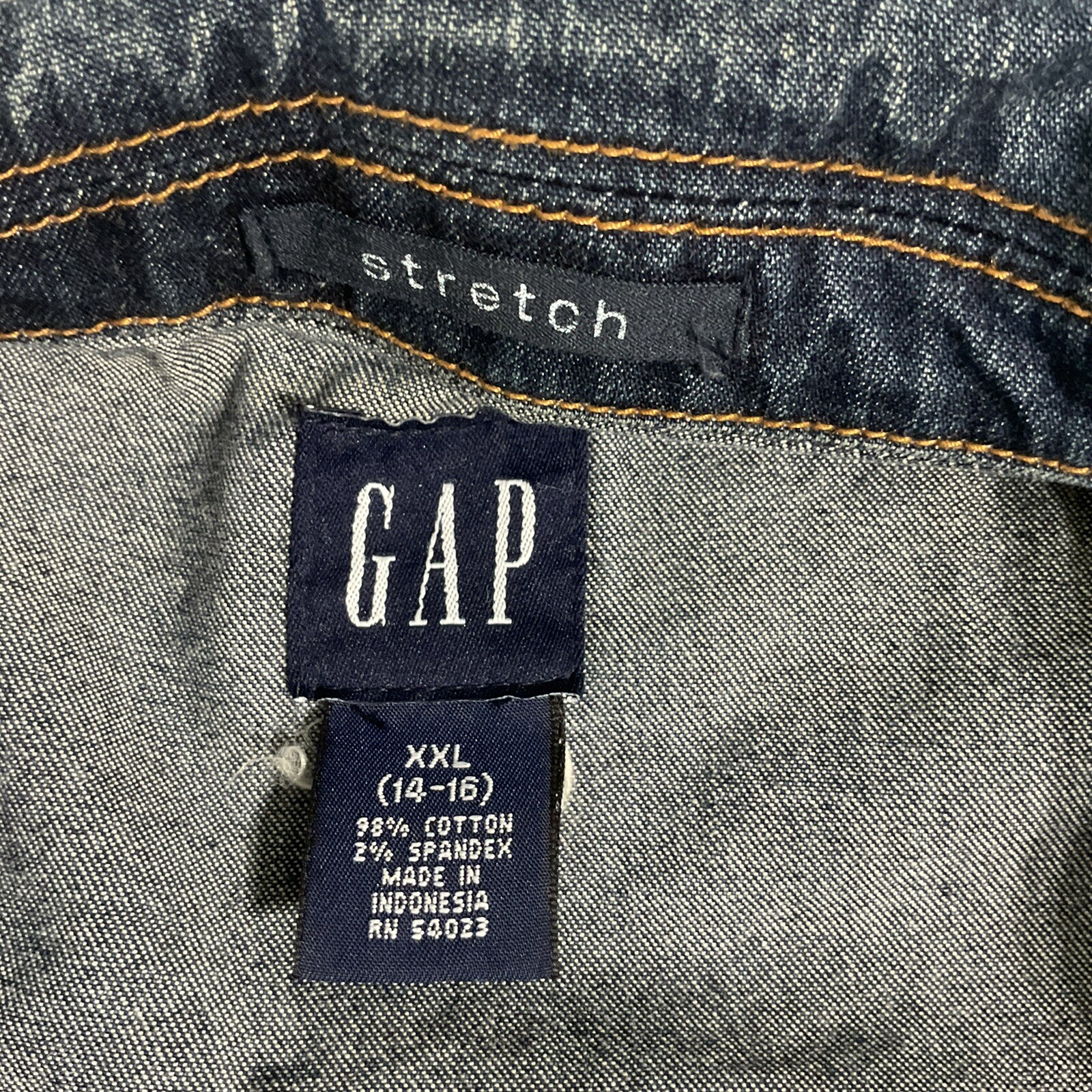 GAP KIDS XXL DARK BLUE DENIM JACKET LOGO BUTTON-FRONT, 2 FRONT POCKETS, 14-16