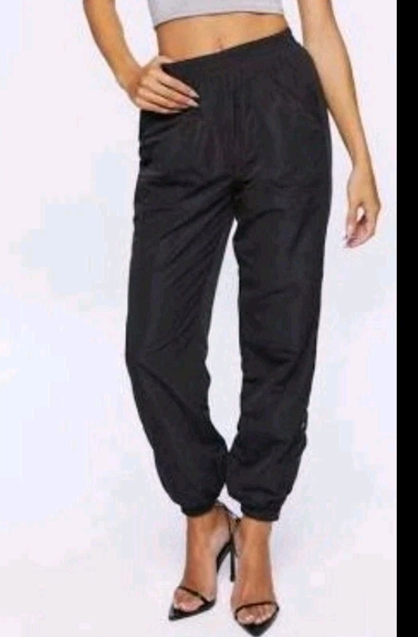 Forever 21 Womens Pants Size Medium Charcoal Gray Zip Fly Wide Leg Jogger Relax