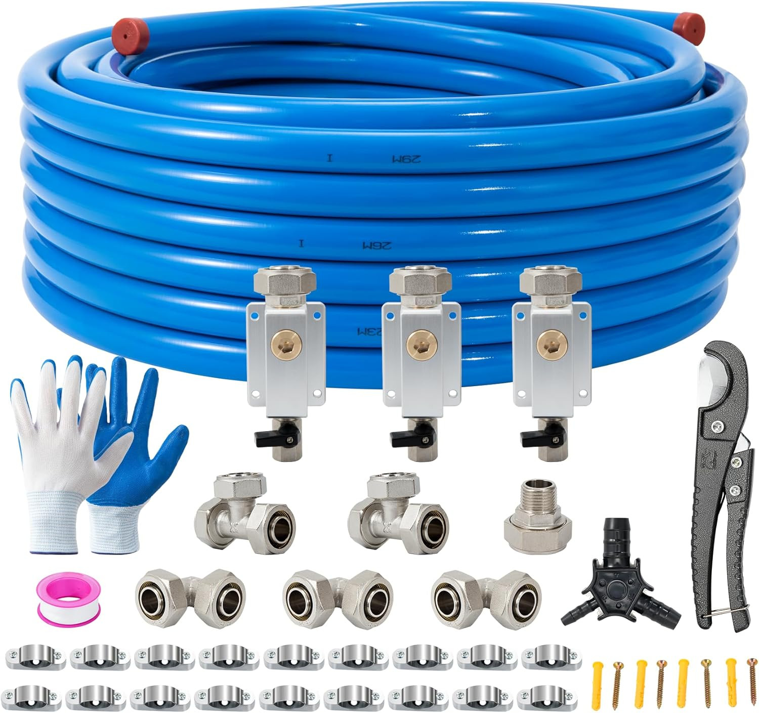 3/4″×100&200&300Ft Compressed Air Line Kit for Shop/Garage, Hdpe-Aluminum Rapid