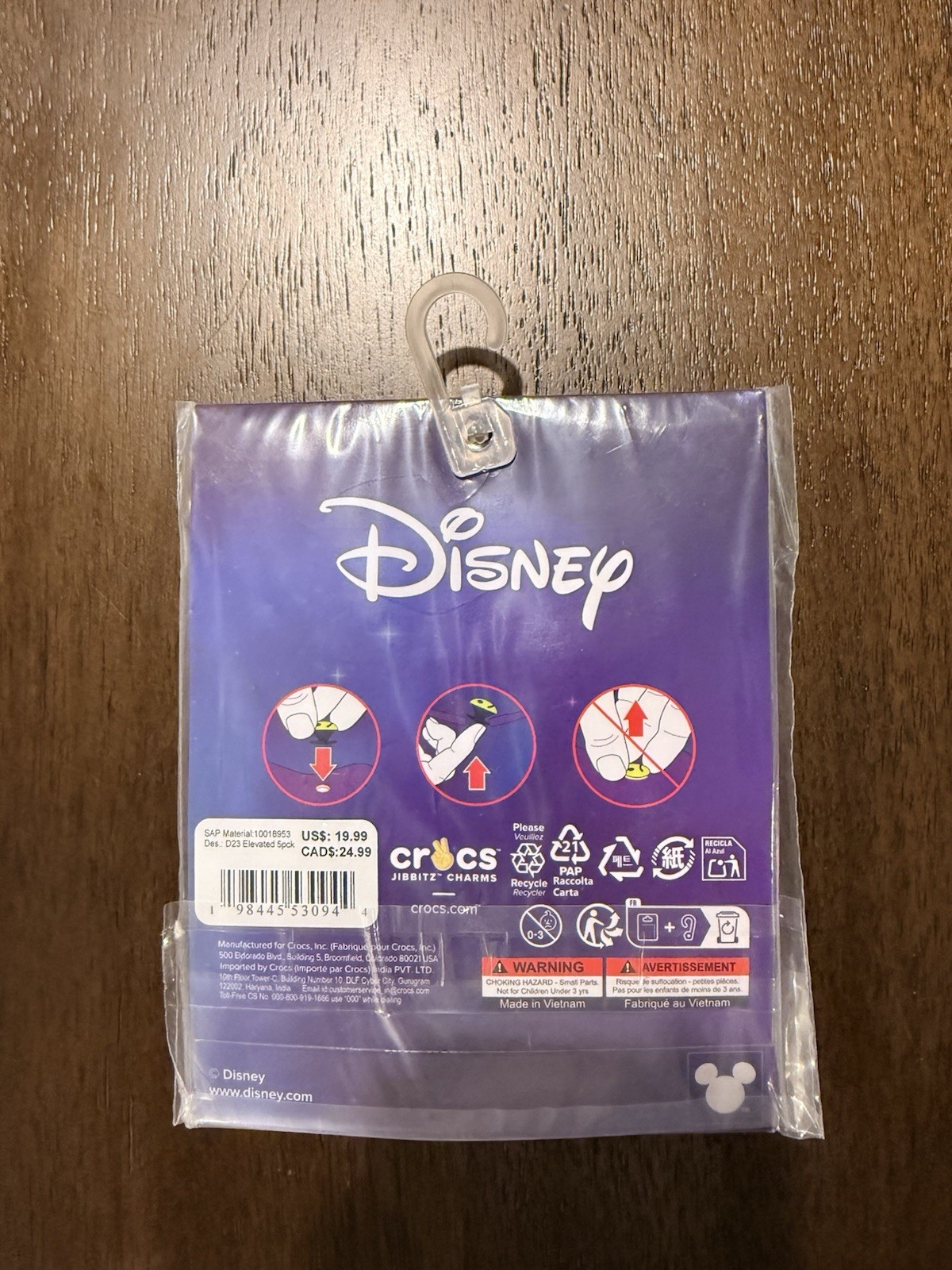 Crocs Jibbitz Disney Sorcerer Mickey D23 Silver Blue Metal Shoe Charm Set