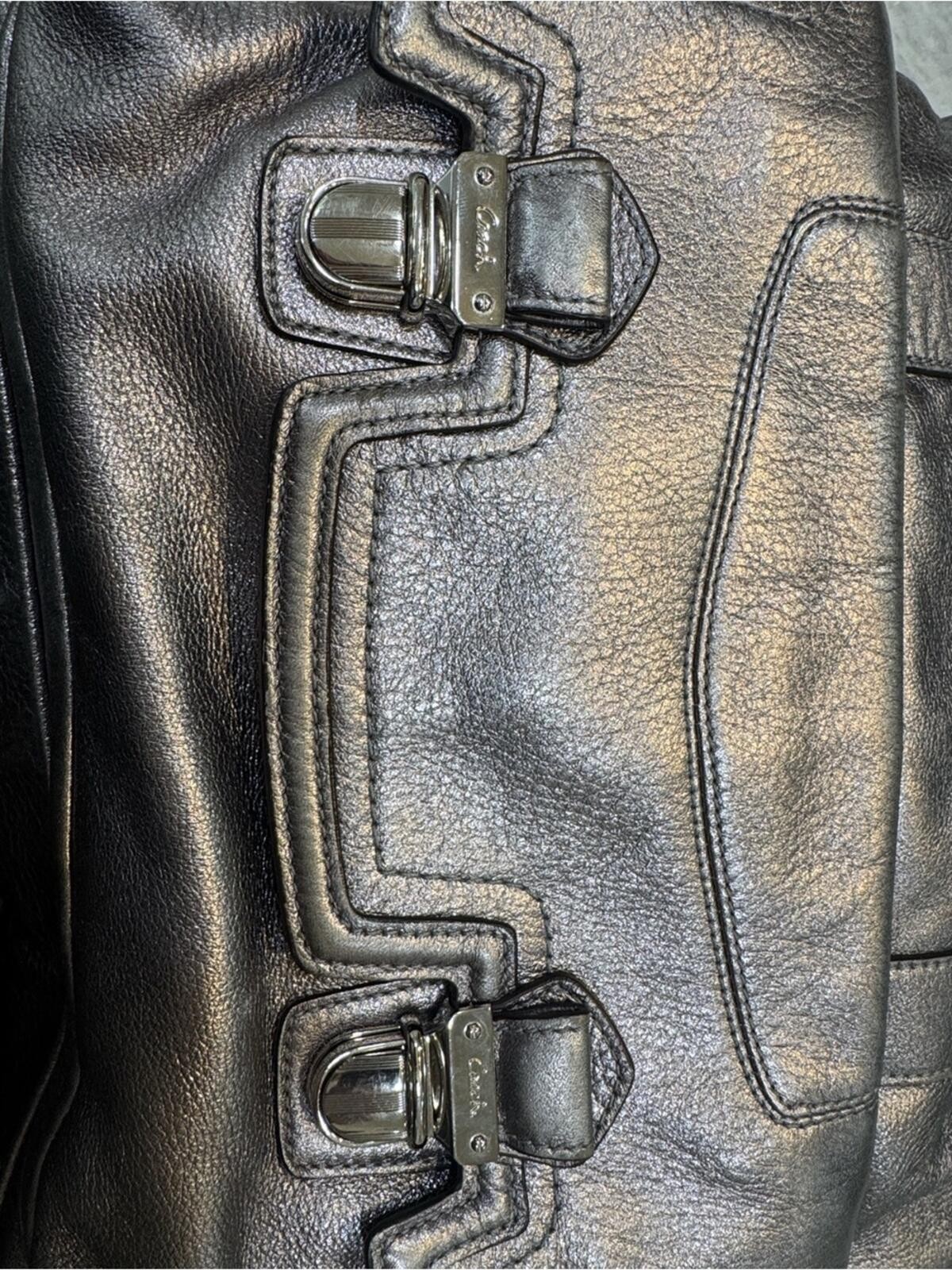 Coach Poppy Leather Pushlock North South Tote
