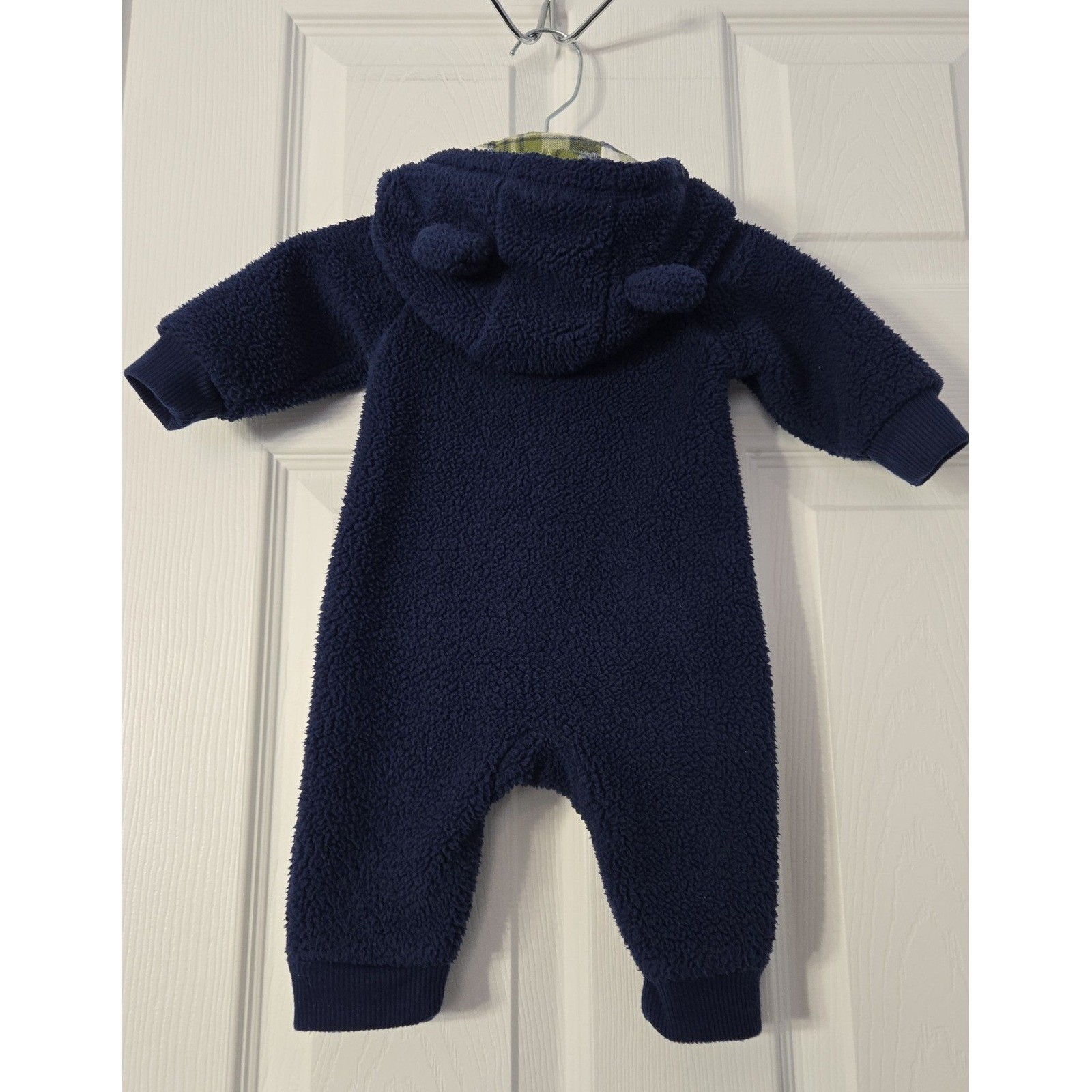 Carter’s Baby one piece Hooded Sharpa Size 3 Months dark Blue