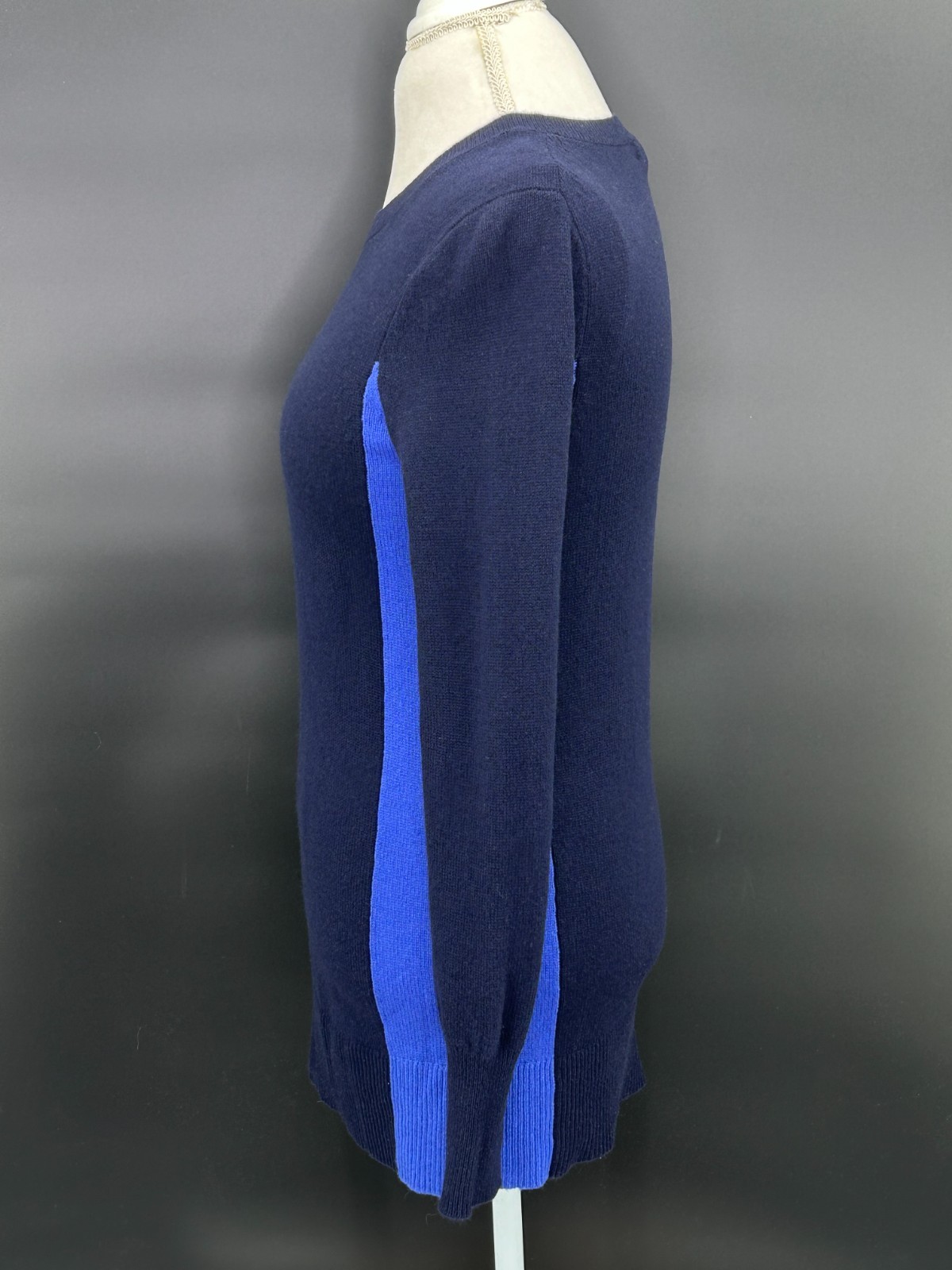 Aqua Cashmere Sweater Womens S Pullover Knit Tunic Blue Colorblock Long Sleeve