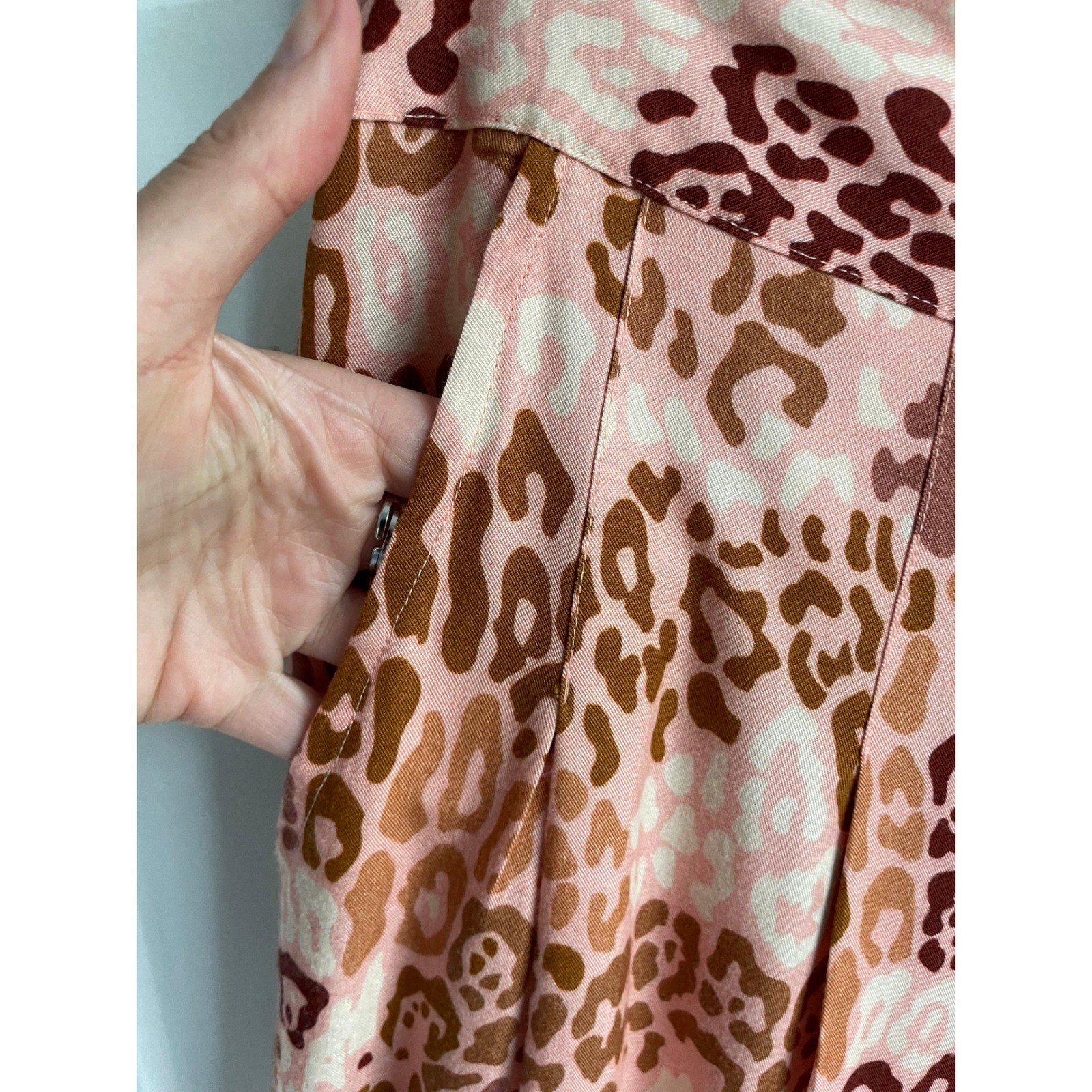 Carolina K Pink Leopard Wide Leg Palazzo Pants Size S Resort Flowy Boho Luxury