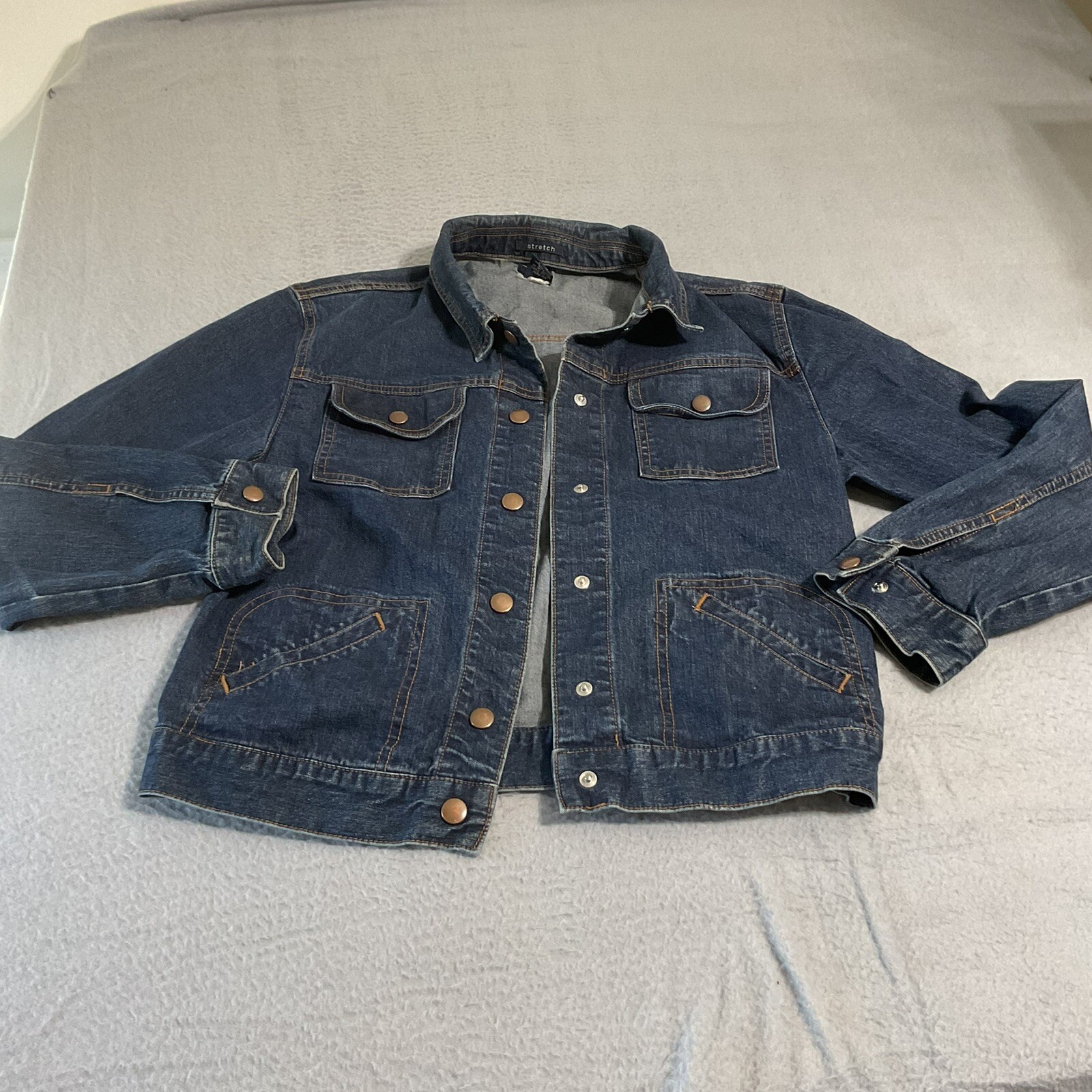 GAP KIDS XXL DARK BLUE DENIM JACKET LOGO BUTTON-FRONT, 2 FRONT POCKETS, 14-16