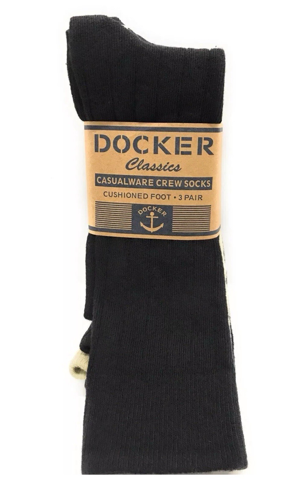 Dockers Mens 3 Pack Classics Casual Crew Cotton Socks Black Navy Khaki 10-13