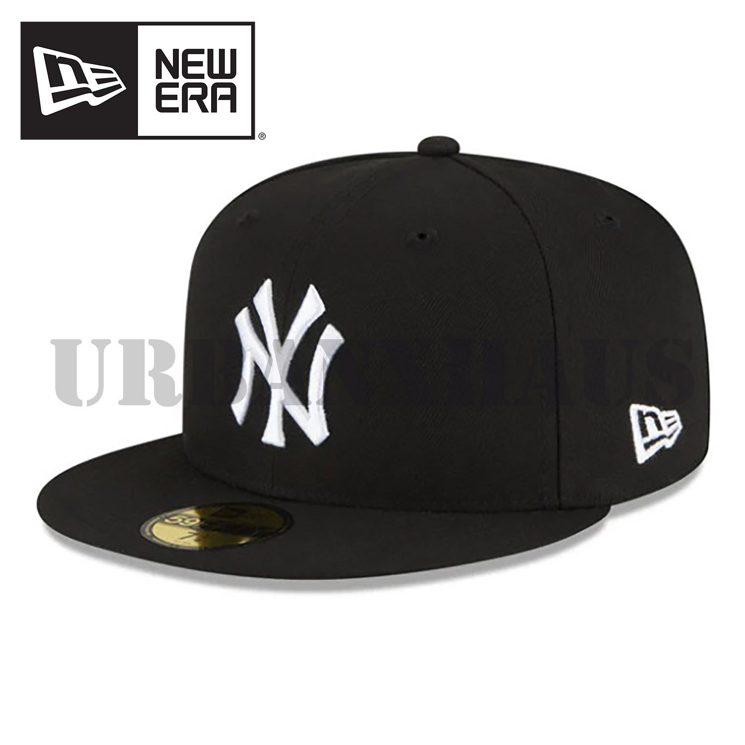 Genuine New York Yankees New Era 59FIFTY Fitted Hat Black White NY Logo Cap