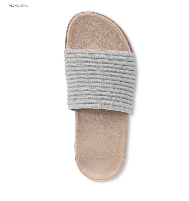 VIONIC Evie Knit Slide Sandal, Vapor Silver (NEW)