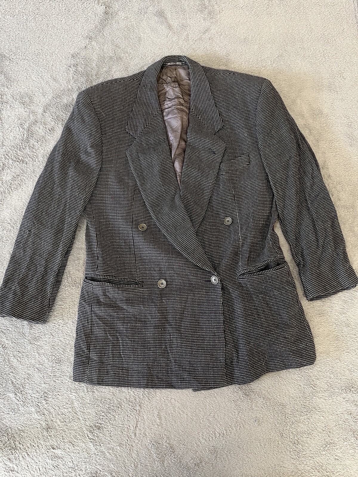 Lubiam Blazer Jacket Sport Coat 90% Wool 10% Cashmere Plaid 46 Men’s