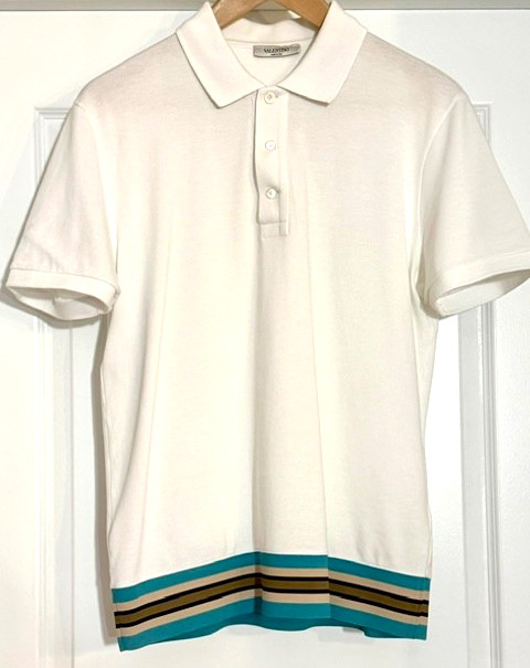VALENTINO Luxurious Breathable Polo Shirt Cotton White Mens Classic Fit Size M