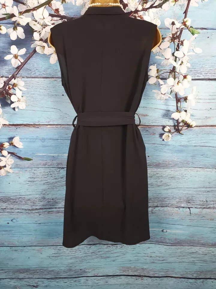 SELECT Black Chiffon Belted Above the Knee Elegant Classy Suit Waistcoat Size 6