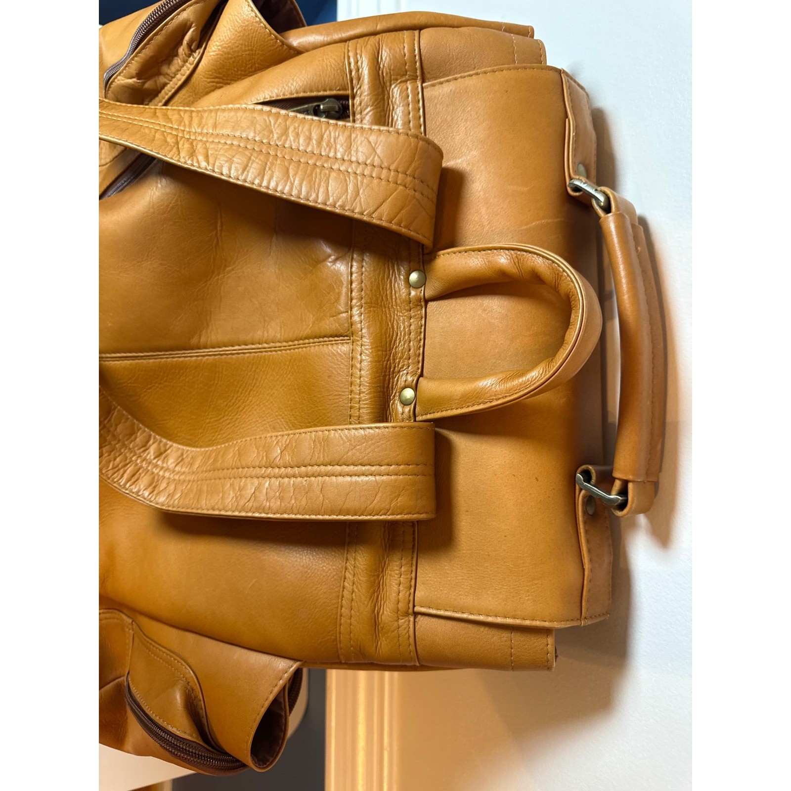 Le Donne Leather Backpack Unisex Large Tan Vintage Colombian Rucksack Travel