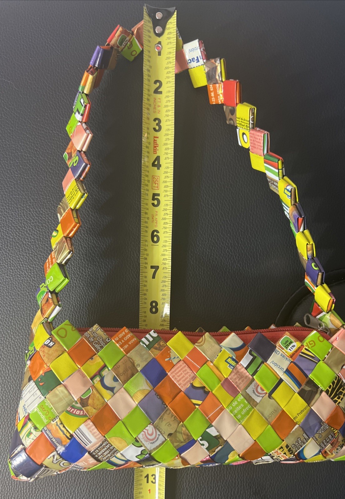One Of A Kind Purse Shoulder Bag Up-Cycled From Candy/Gum Folded Wrappers