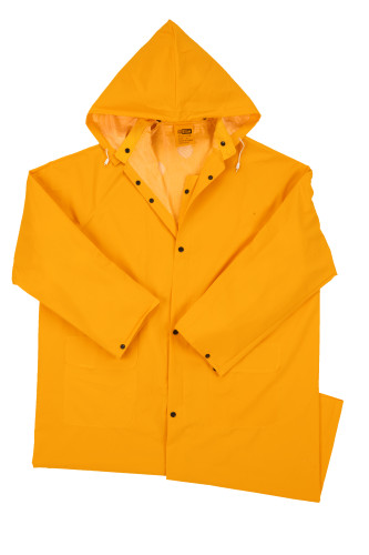 New 0.35mm PVC/Polyester Long Rain Coat w/ Detachable Hood raincoat Size 5XL