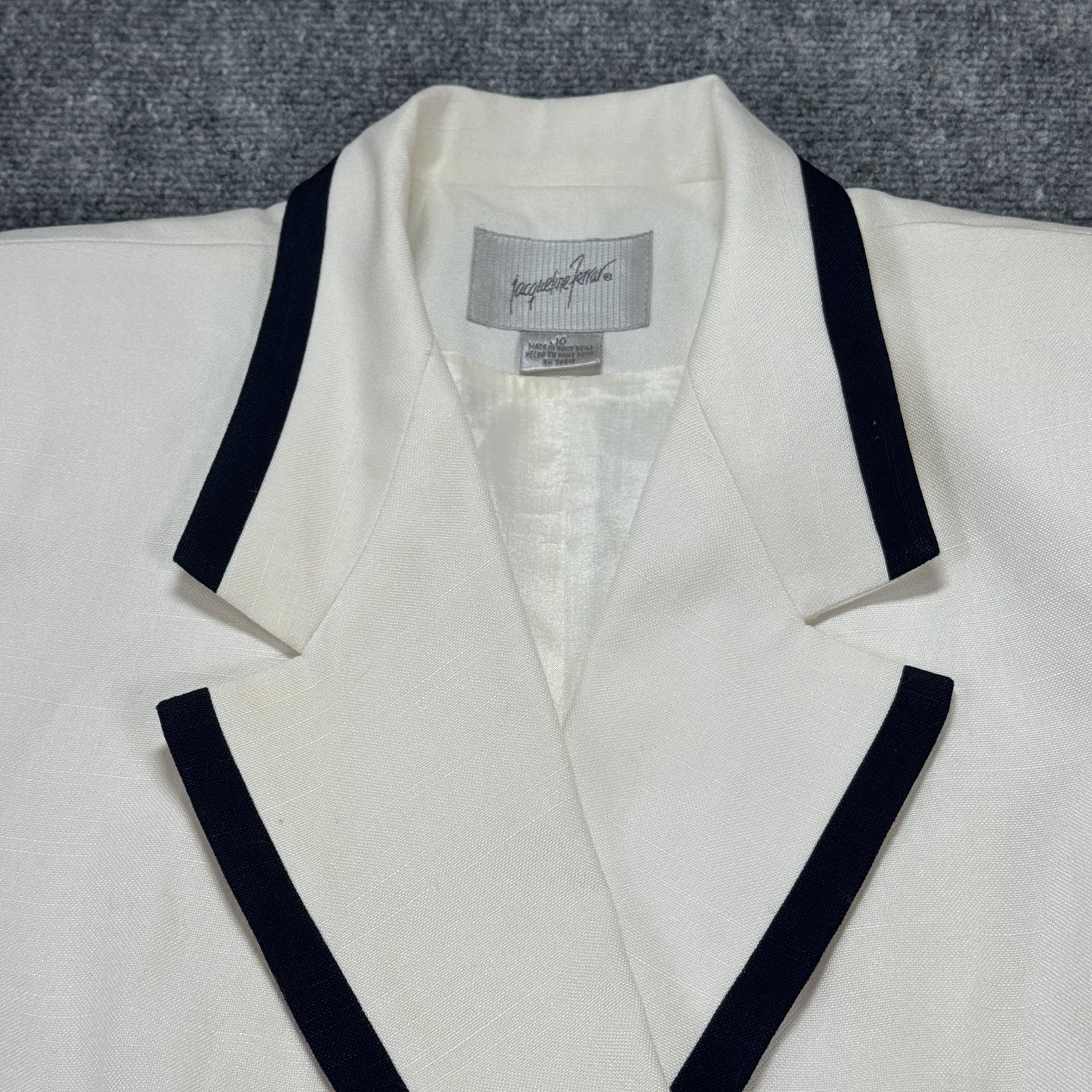 Jacqueline Ferrar Womens Suit Set Size 10 White Navy Nautical Vintage Blazer