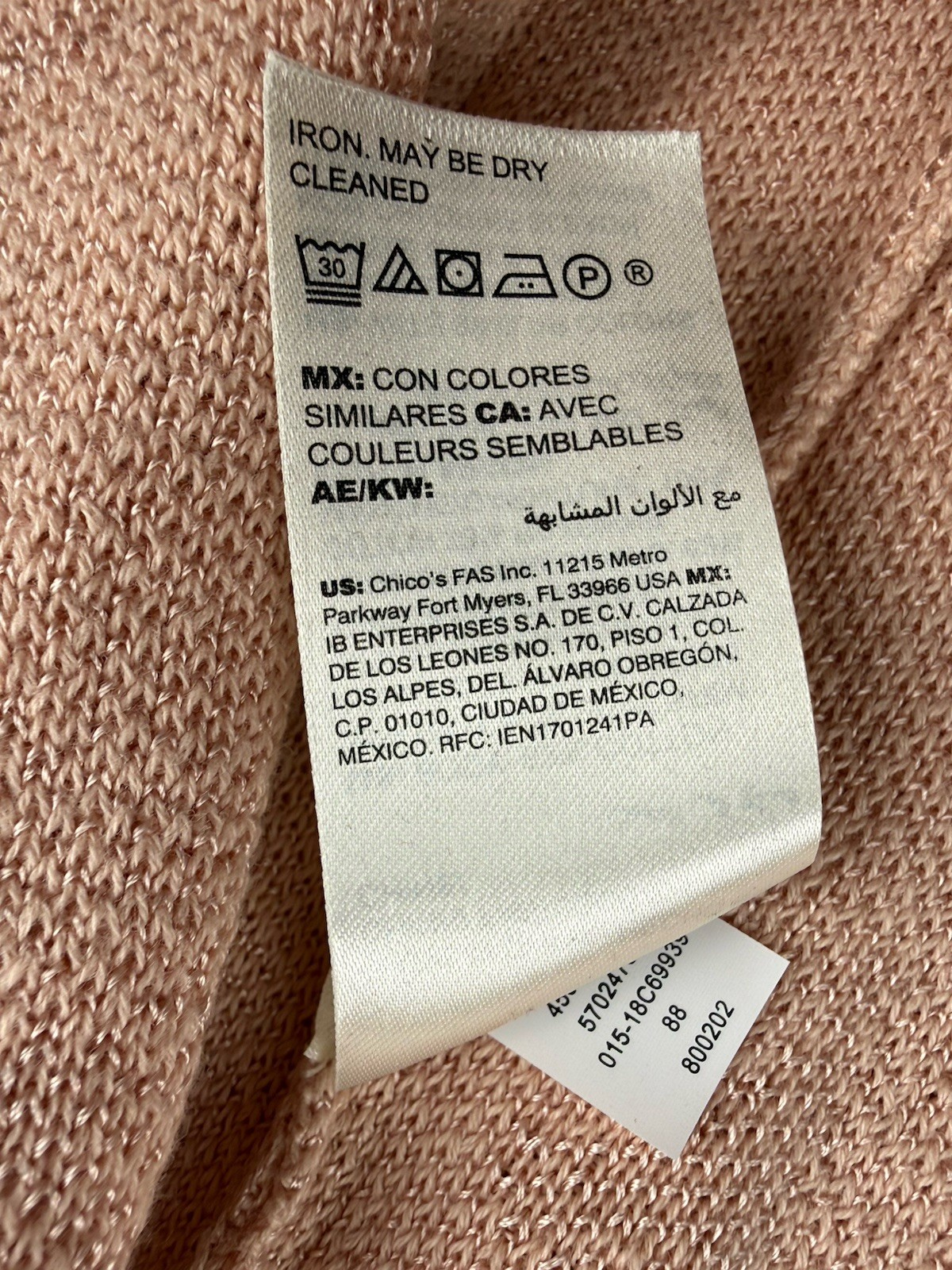 Chico’s Paris Pink Tonal Jacquard Open Long Cardigan Sweater Size 1 (US 8) NWT