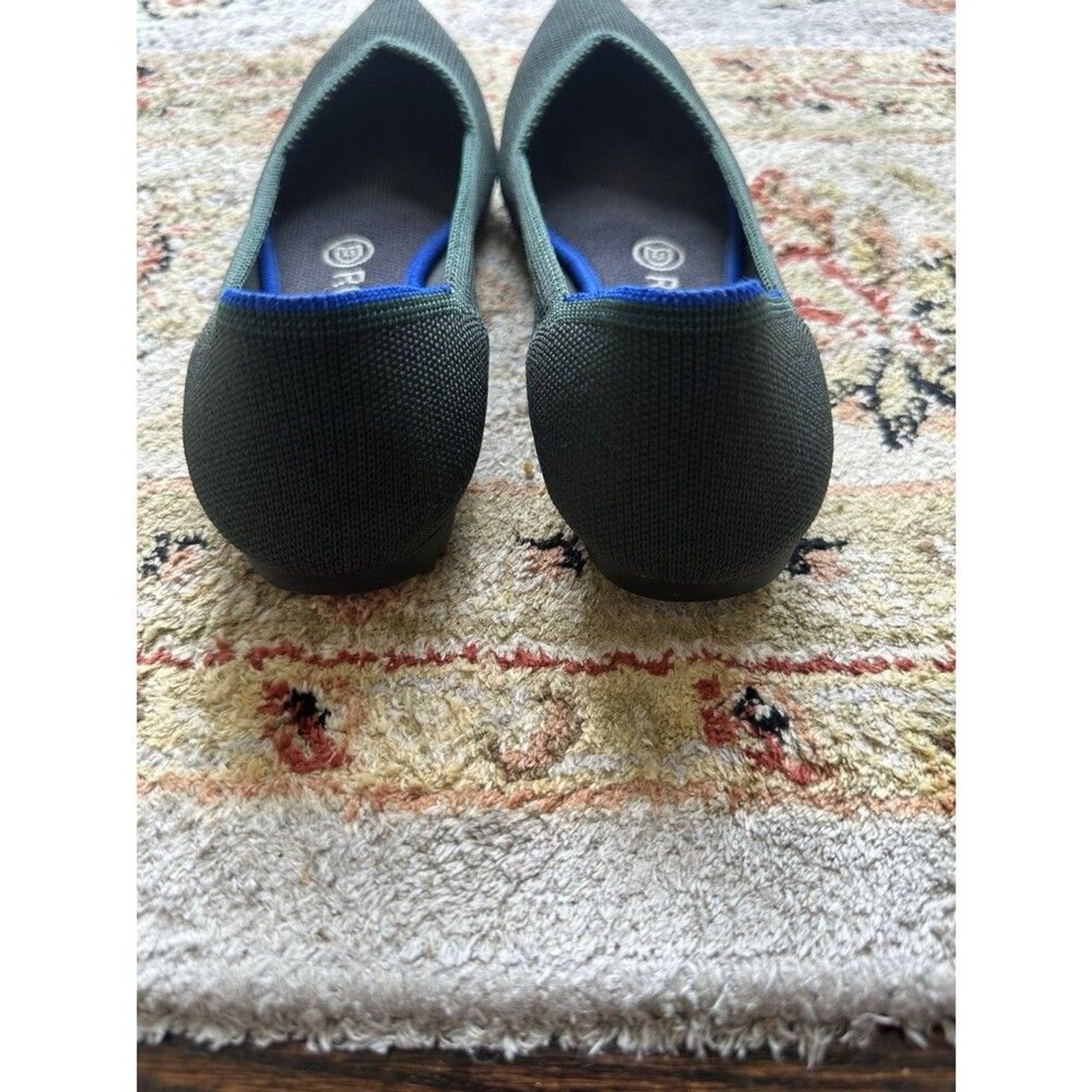 Rare Rothy’s Women’s Knit Pointed Toe Slip-On Flats Comfort Lightweight Green 7
