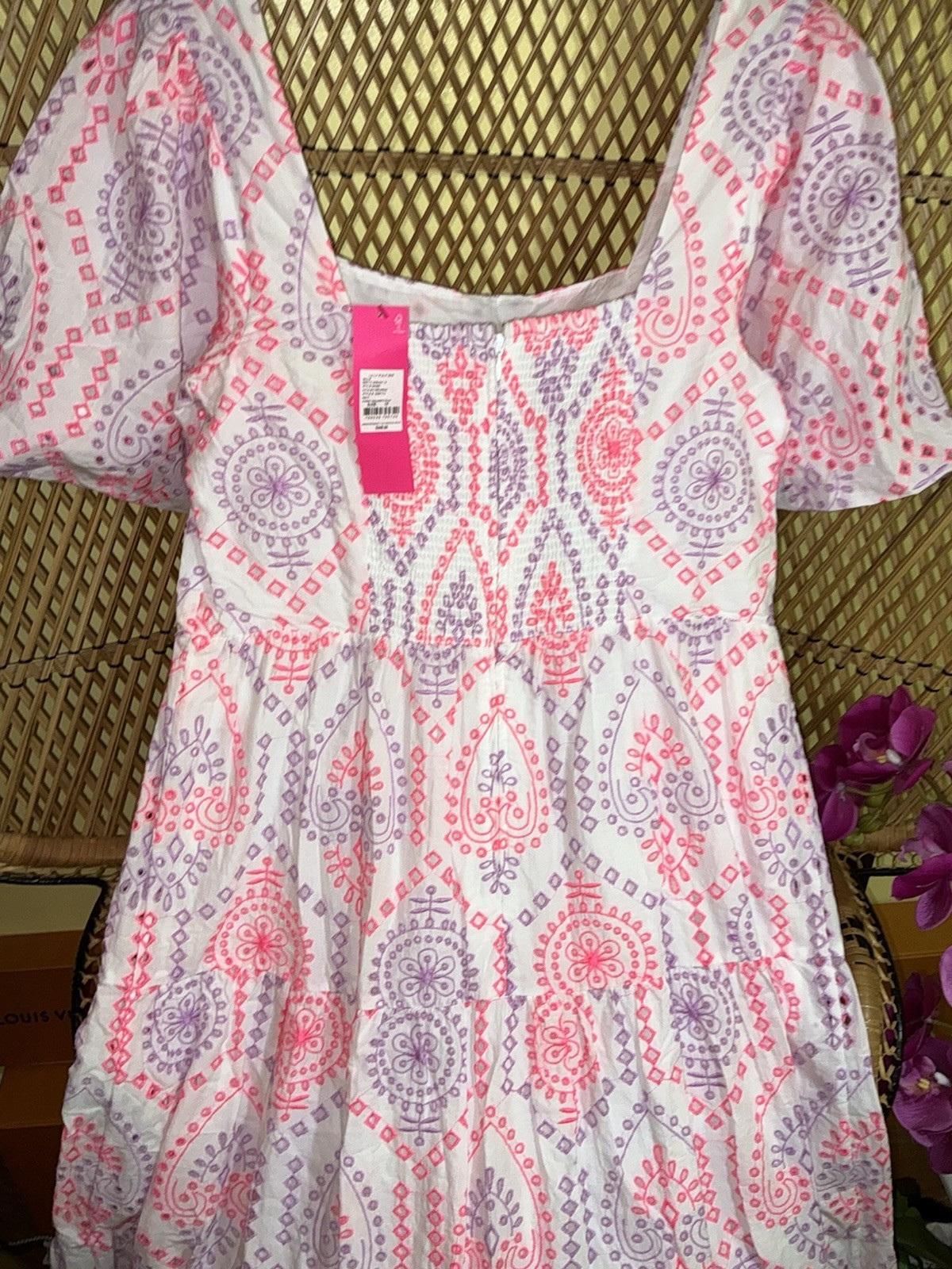 Lilly Pulitzer NWT Katalina Midi Eyelet Dress Sunset Dreamer Eyelet $348 Size 14