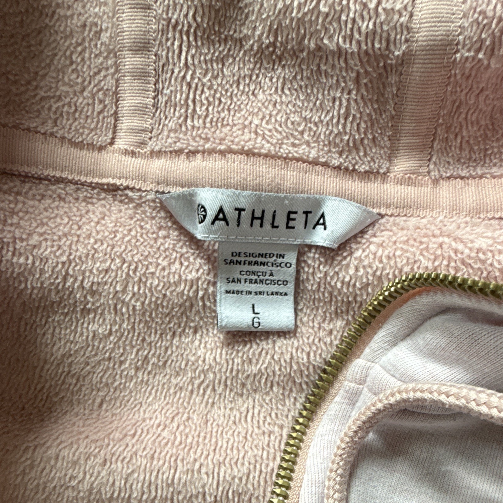 Athleta Women’s 1/4 Zip Hooded Jacket Light Pink Size Large