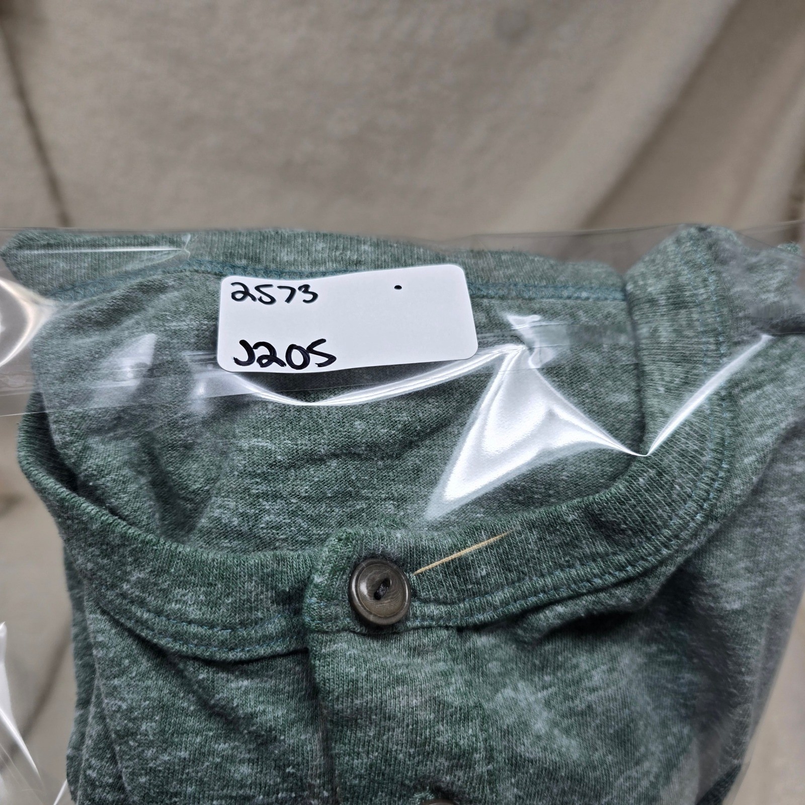 Gustin Henley Men Large Green Long Sleeve Tri-blend Made in USA Heathered Shirt