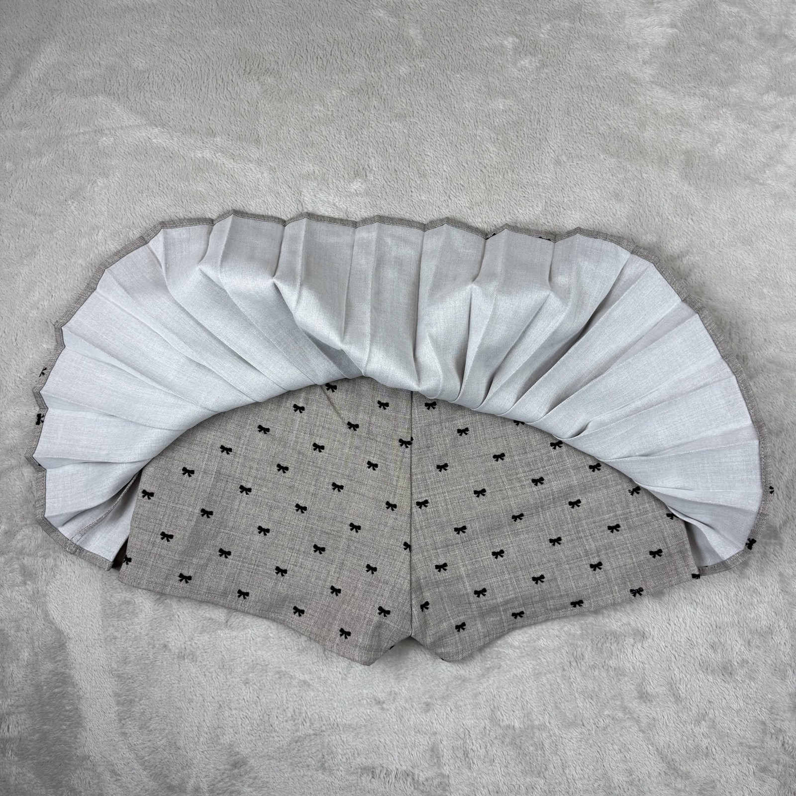 Hesperus Womens Pleated Bow Print Skort Gray Kawaii Skimmer CHP40596-1 Size M