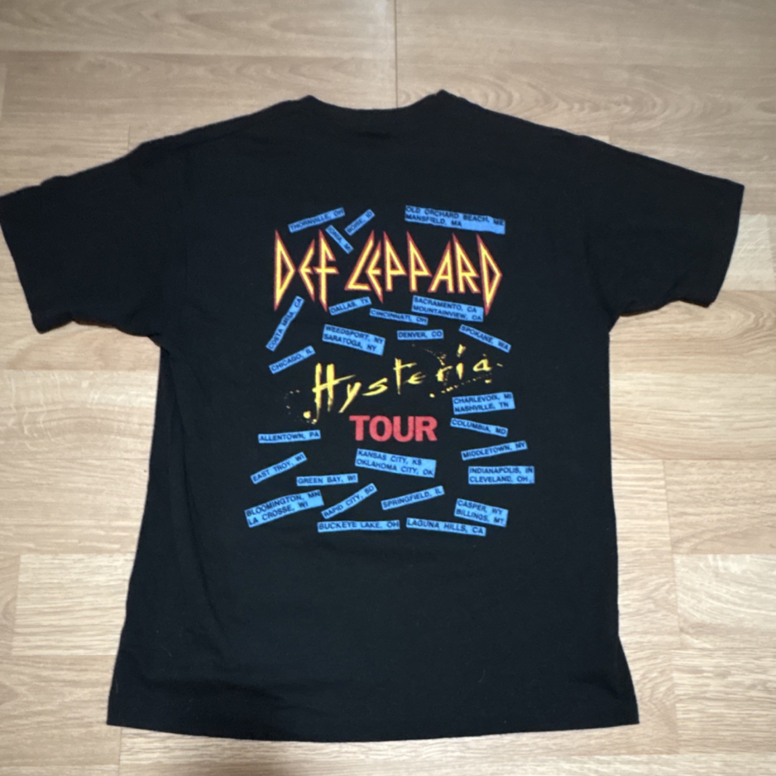 CHED by Anvil Def Leppard Hysteria Tour 1988 Vintage Men’s Graphic Tee XL Black