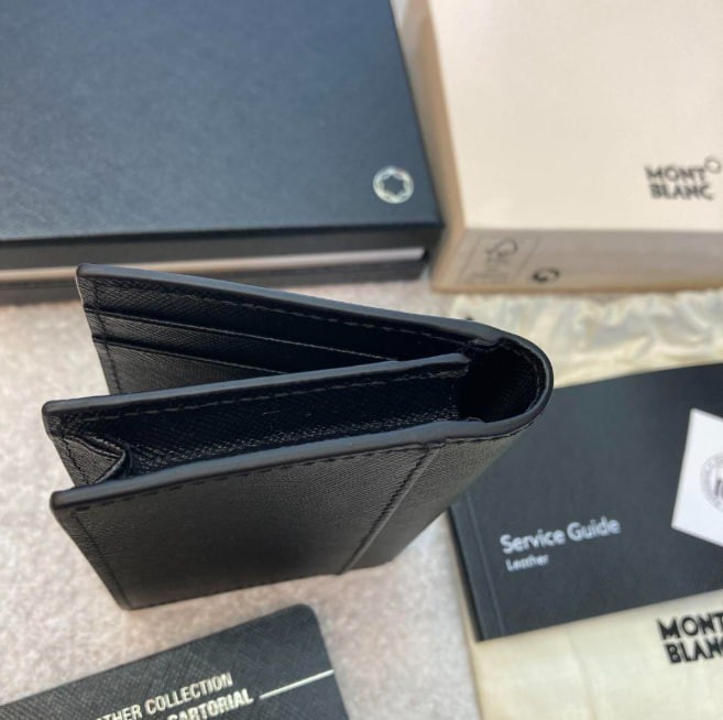Montblanc Black Leather Card Holder Sartorial 4CC Mini Wallet MB113223 – New