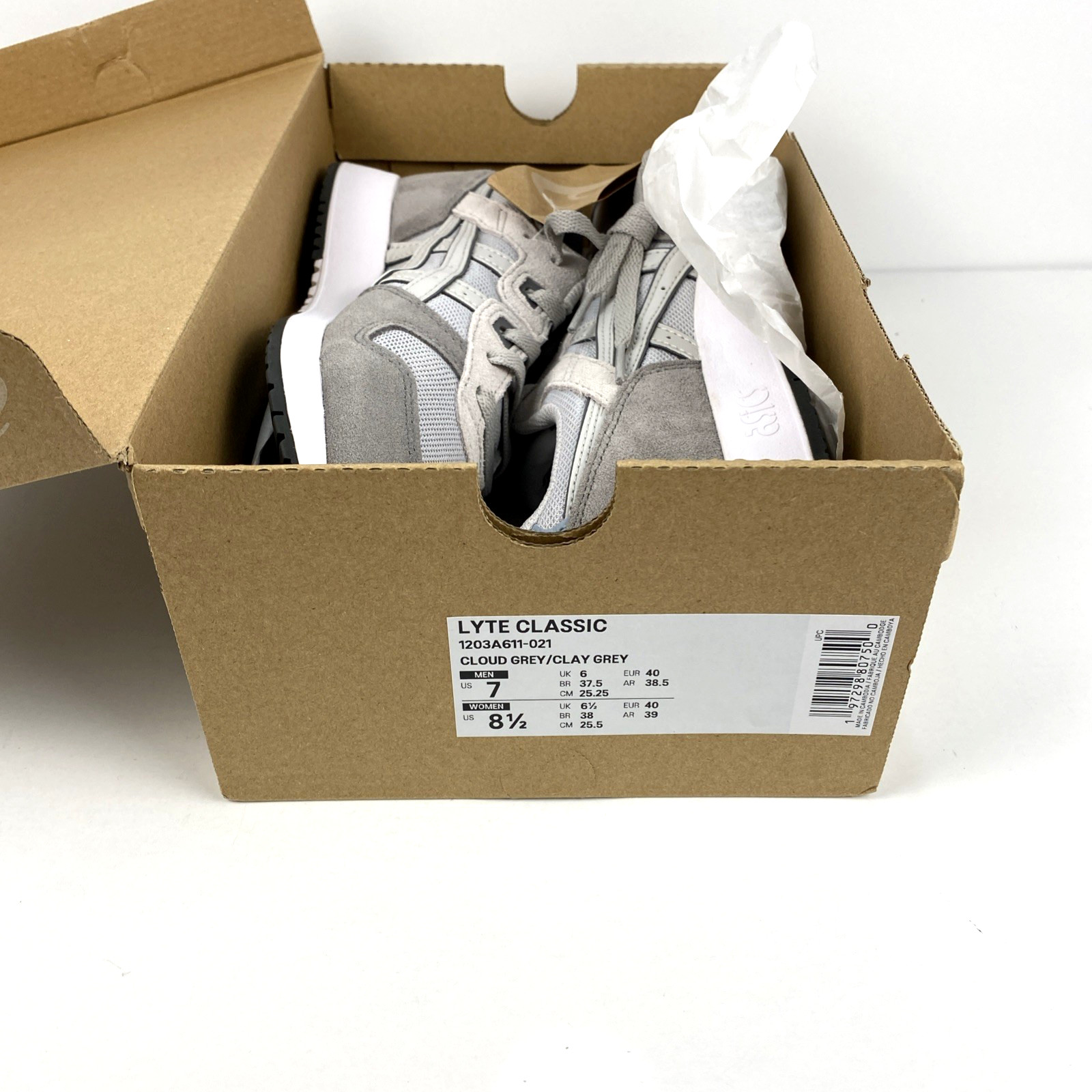 ASICS Lyte Classic Cloud Grey Clay Grey Women’s 8.5 – Men 7 1203A611-021 NWT