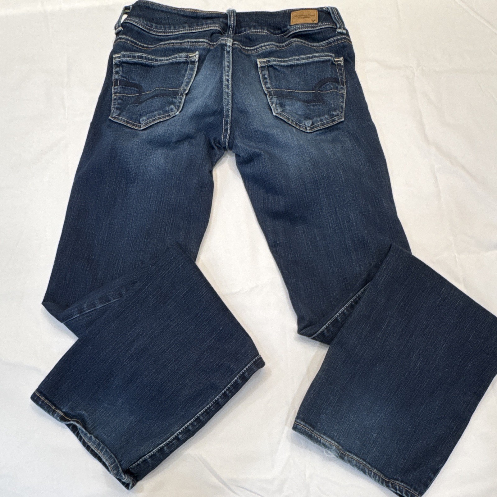 American Eagle Women’s Sz 4 Long Slim Fit Bootcut Jeans Dark Wash Stretch 2012