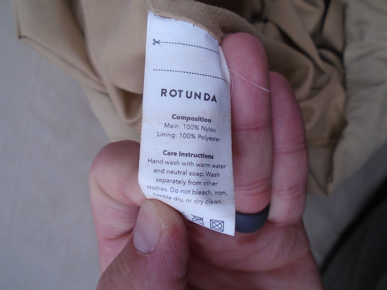 Rotunda Sant Hobo Bag Beige Green Nylon Polyester Shoulder Drawstring