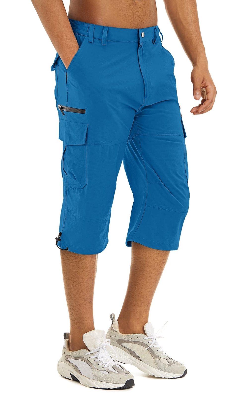 Mens 3/4 Capri Shorts Below Knee Quick Dry Cargo Work Casual Sports Hiking Pants