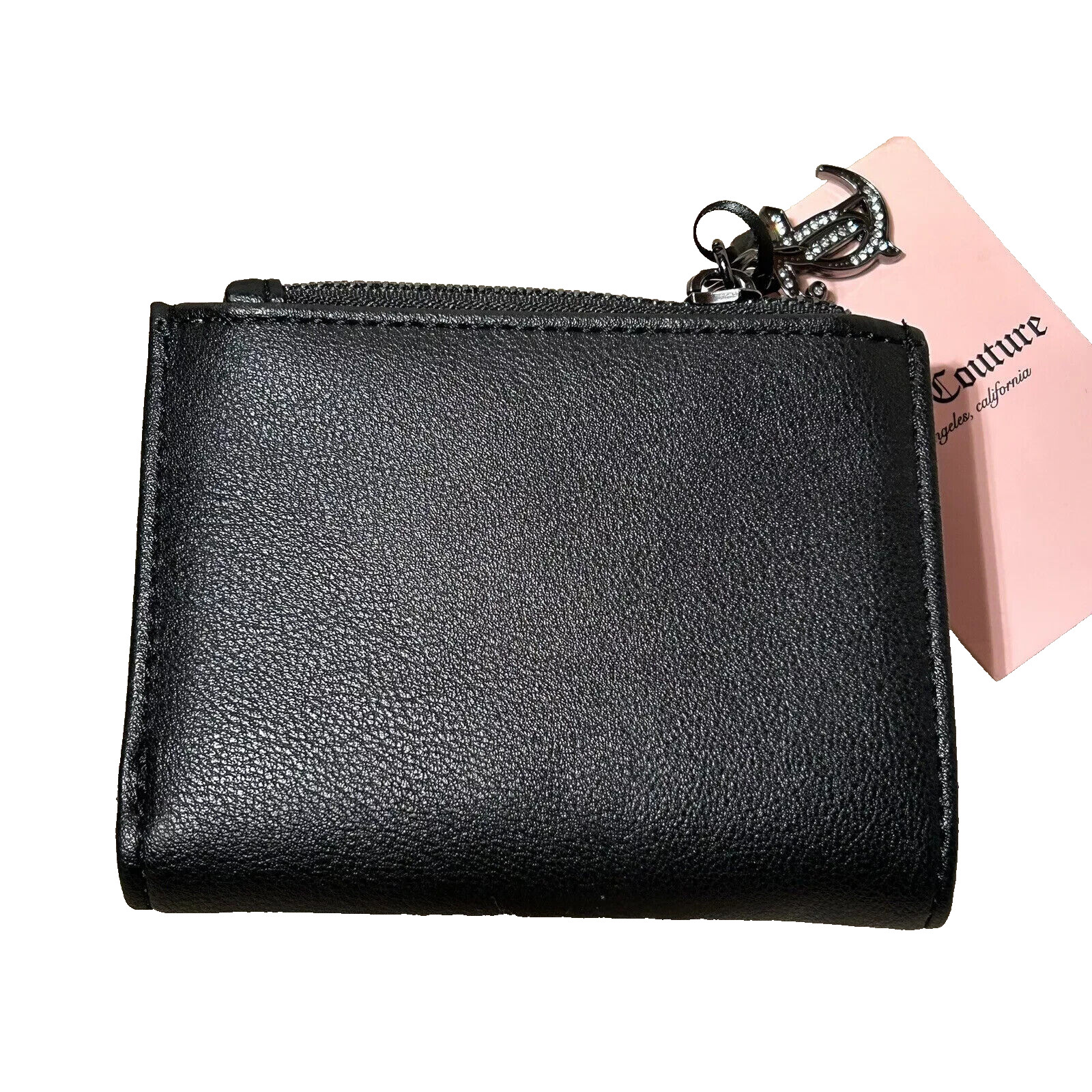 NWT Juicy Couture 2 Piece Set Bifold Wallet + Card Case Silver Tone Studded Logo
