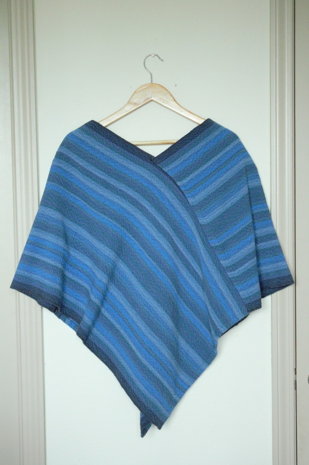 Handmade Poncho Jacket Oceanic Blue Art to Wear Heritage Boho Slow Fashion Craft