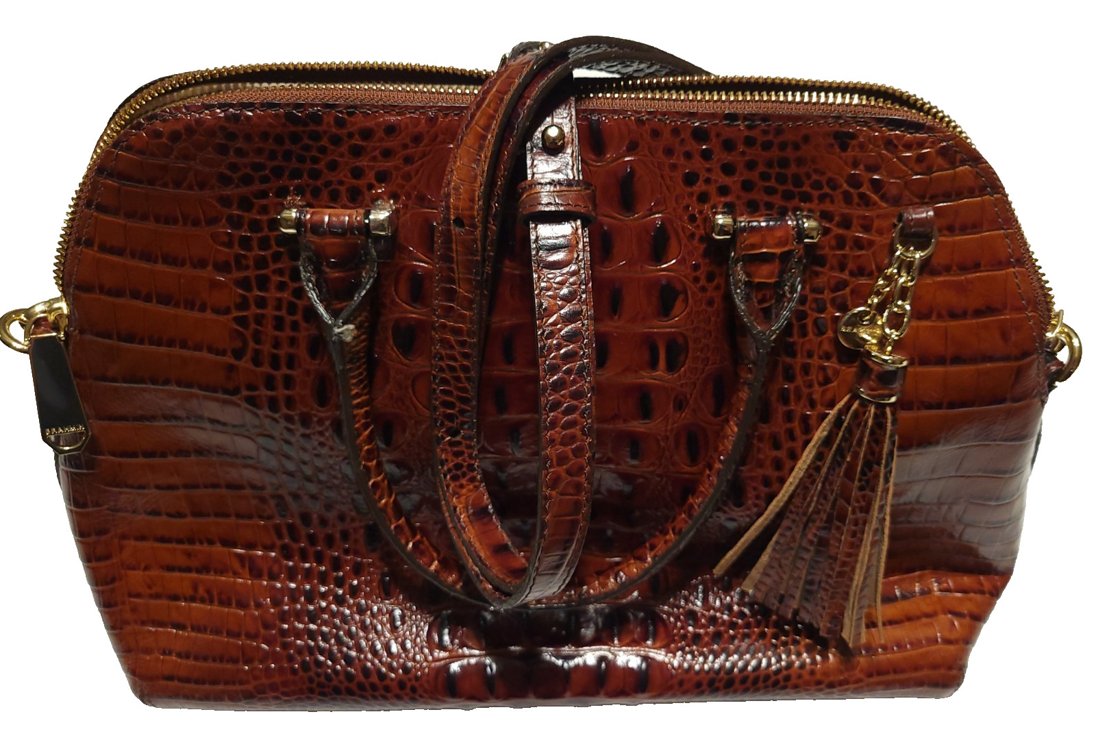 Brahmin SYDNEY PECAN Melbourne Satchel Shoulder Bag Brown Croc-Embossed NWT