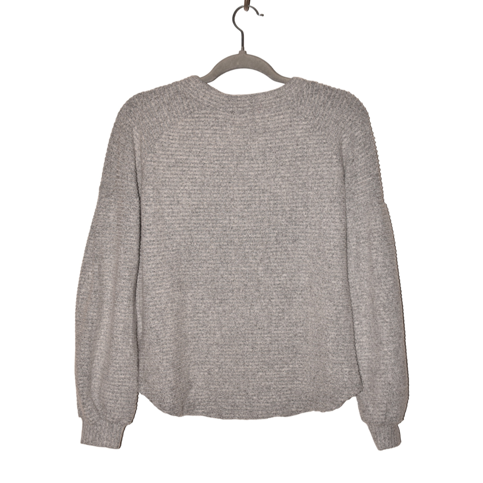 PHILOSOPHY NEW $58 Ribbed Statement Sleeve Sweater in Light Gray Heather XS