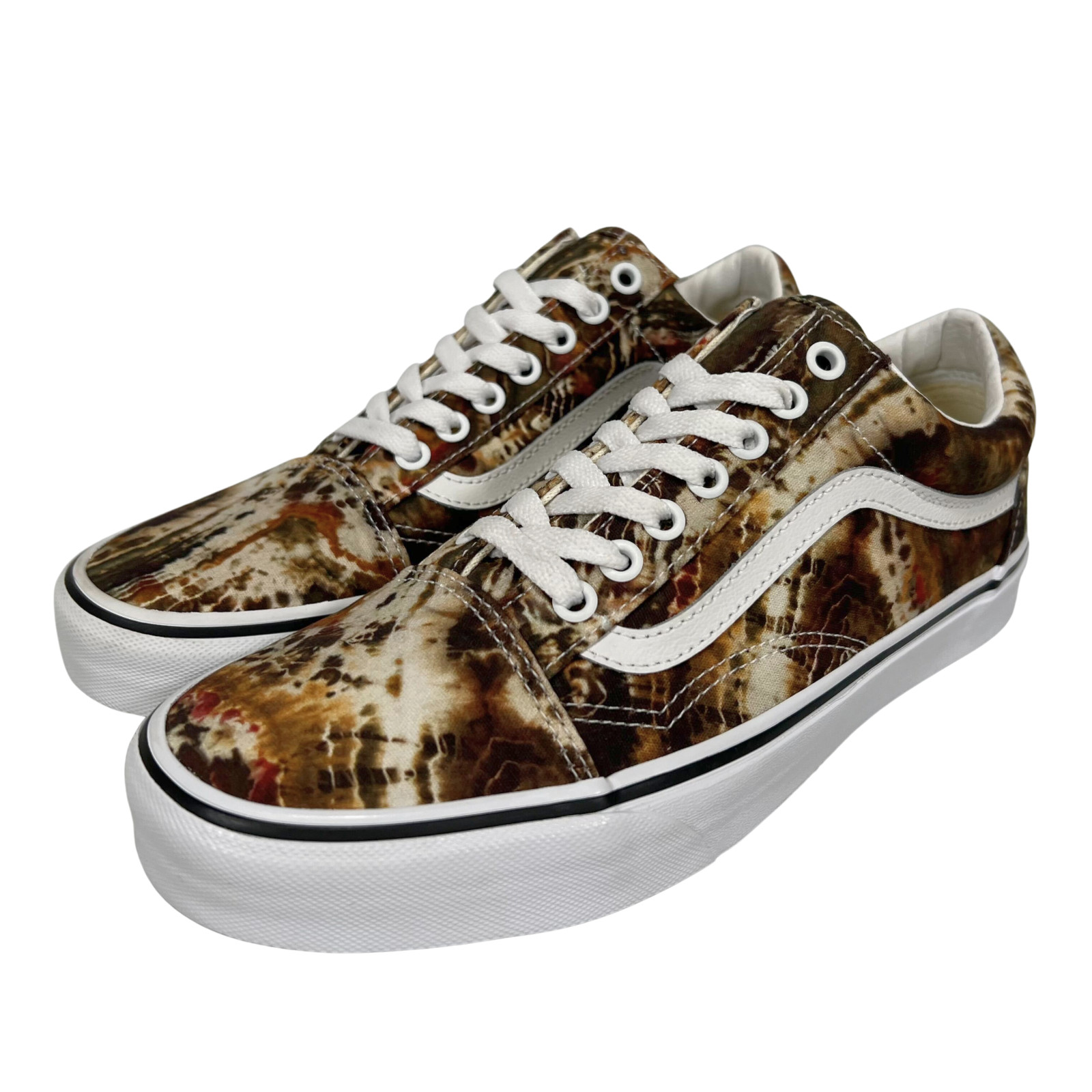 Vans Classic Old Skool Canvas Skate Shoes Brown Tie-Dye